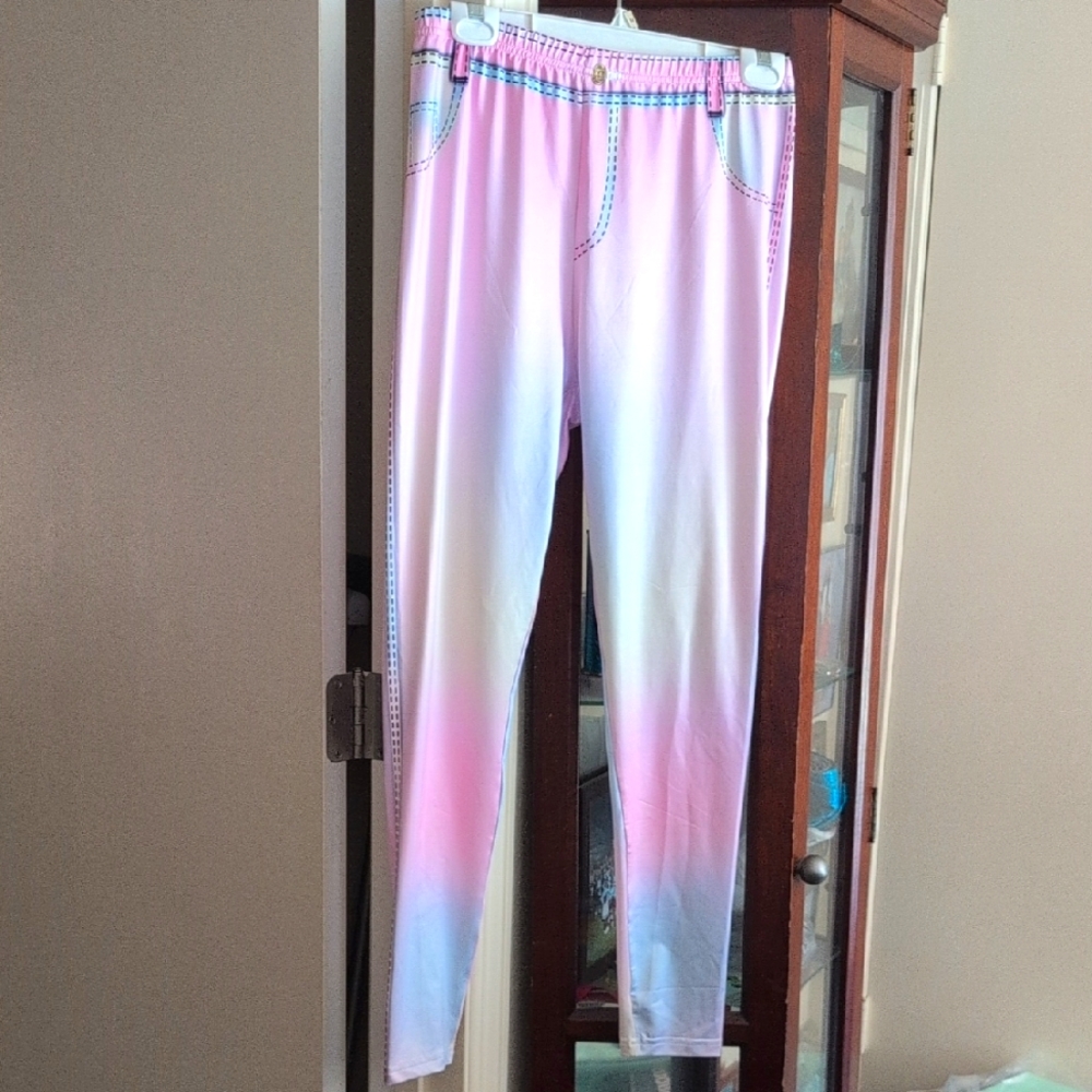 Pink and White Ombre Leggings